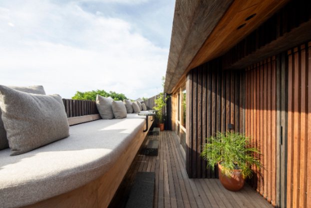 Terrace daybed with scatter cushions