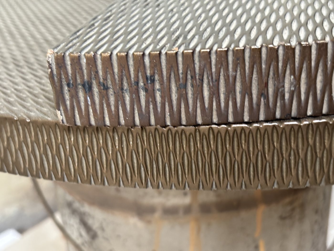Edge of a hand-woven seat panel