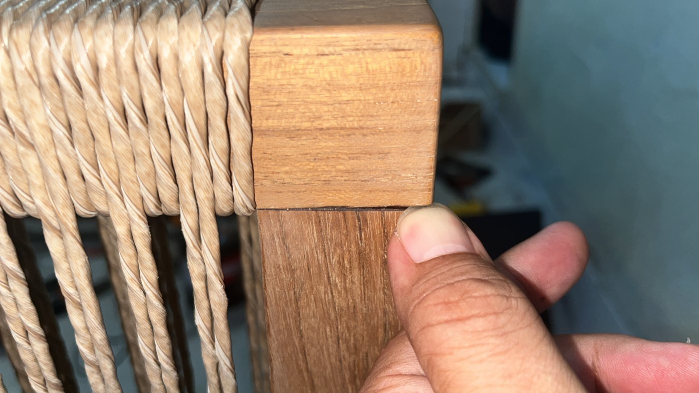 Twisted rope weave wrapped around a timber rail