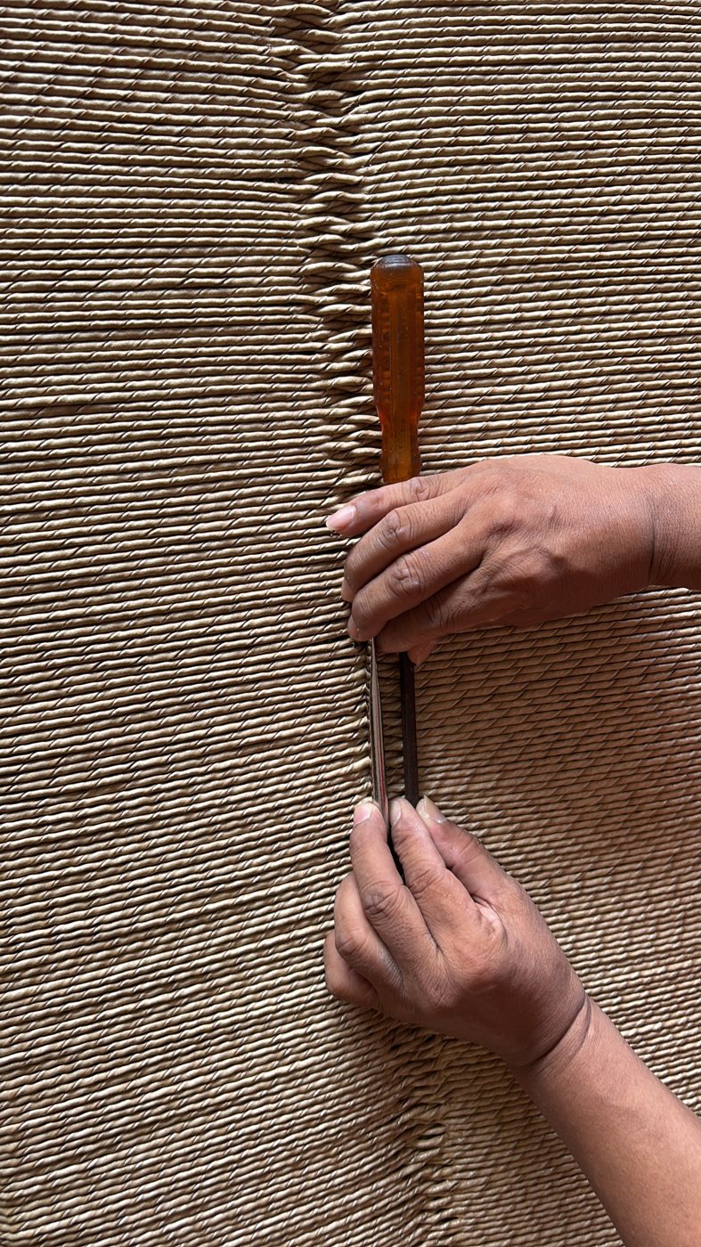 Packing a rope weave tight by hand