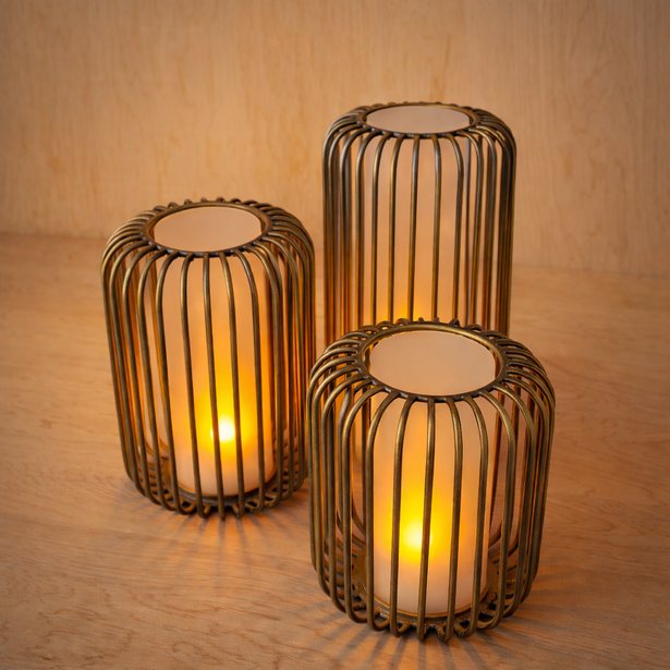 Caged metal table lanterns
