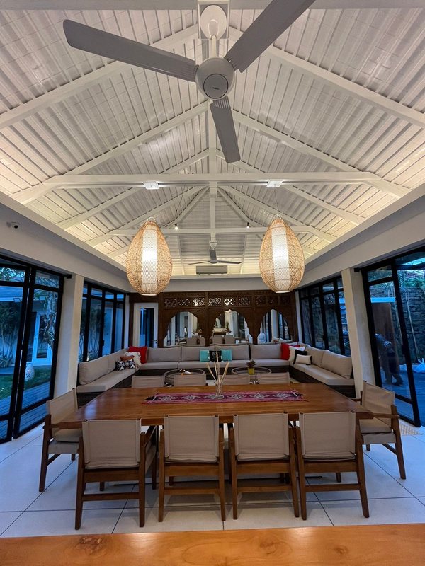 Dining table and chairs in the pavilion