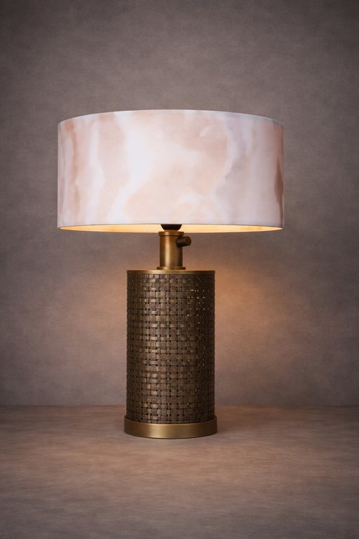 Table lamp with textured metal base